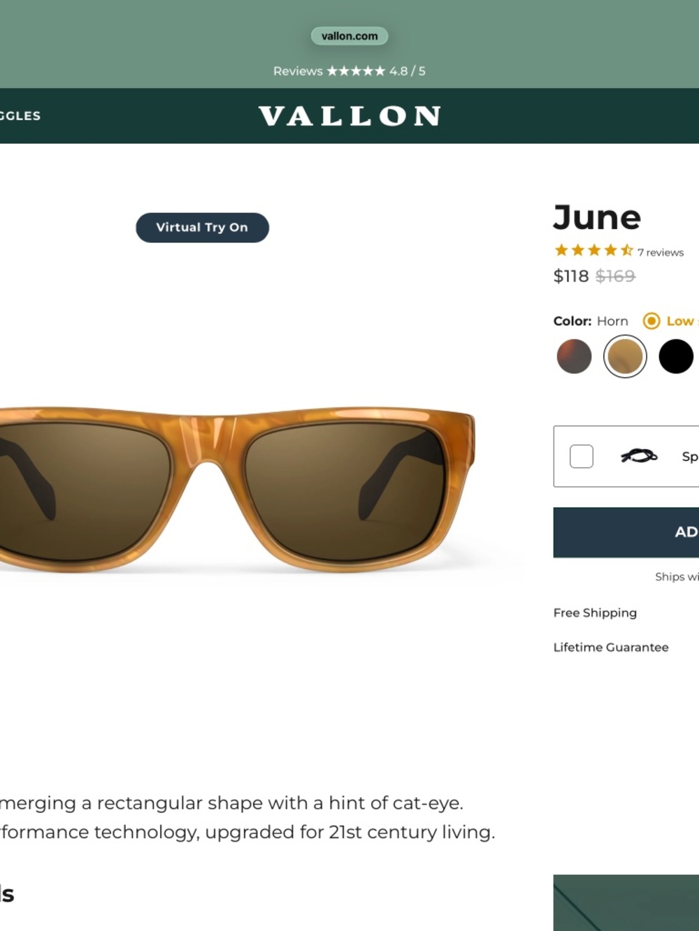 Vallon Sunglasses - June retail $118